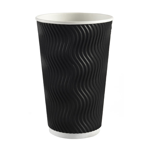 16oz Black Ripple Paper Cup - On Sale