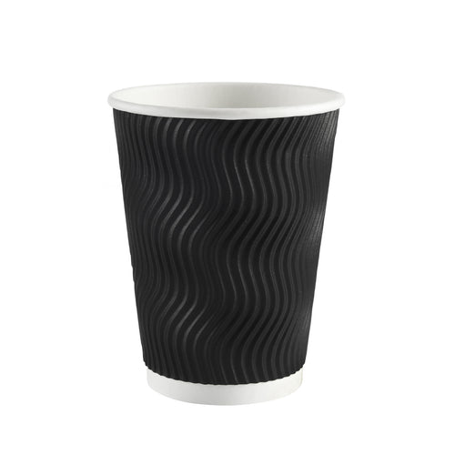 12oz Black Ripple Paper Cup - On Sale