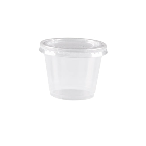 Luck pack APB-01-000 clear pp 1 oz 30ml portion/sauce cup with lids for retail