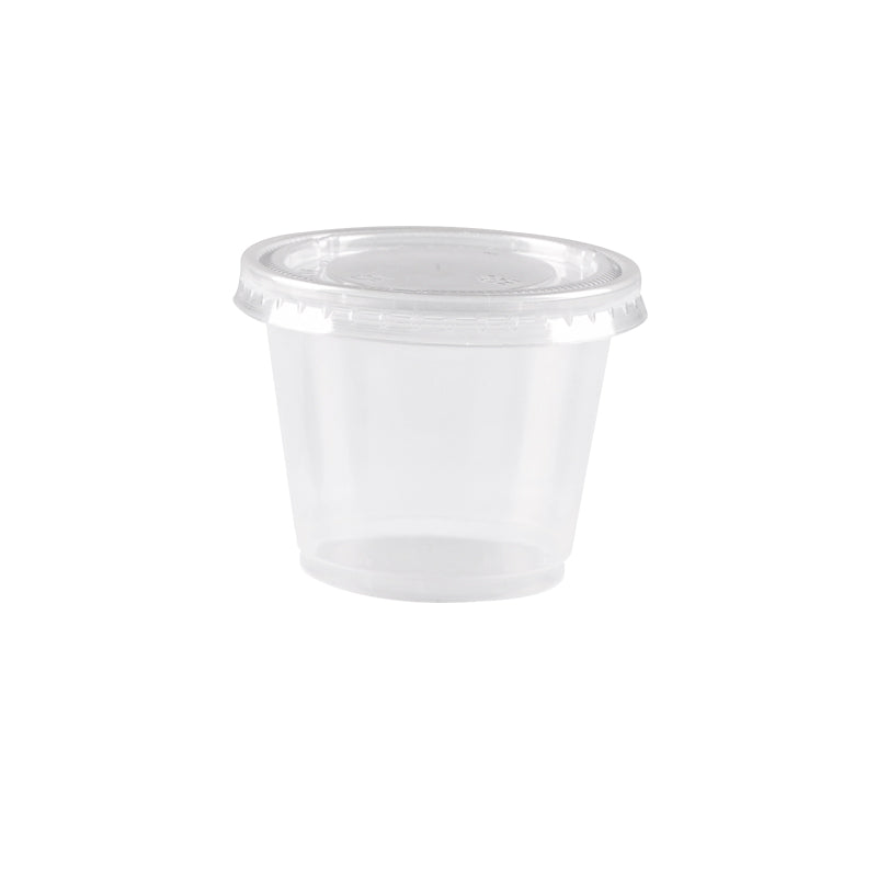 Luck pack APB-01-000 clear pp 1 oz 30ml portion/sauce cup with lids for retail