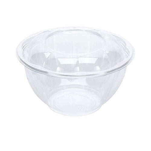 lucky pack PC-01 24oz Clear Plastic Disposable Salad Bowls with Lids, Standard Size