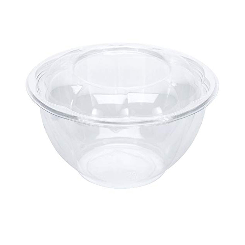 lucky pack PC-01 24oz Clear Plastic Disposable Salad Bowls with Lids, Standard Size